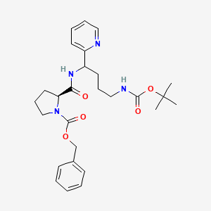 molecular formula C27H36N4O5 B7882195 benzyl (2S)-2-[(4-{[(tert-butoxy)carbonyl]amino}-1-(pyridin-2-yl)butyl)carbamoyl]pyrrolidine-1-carboxylate 