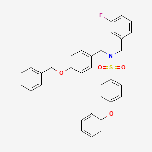 molecular formula C33H28FNO4S B7882202 N-{[4-(benzyloxy)phenyl]methyl}-N-[(3-fluorophenyl)methyl]-4-phenoxybenzene-1-sulfonamide 