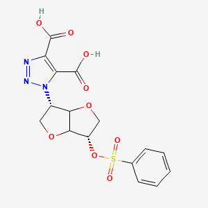 molecular formula C16H15N3O9S B7882244 1-[(3S,6S)-6-[(benzenesulfonyl)oxy]-hexahydrofuro[3,2-b]furan-3-yl]-1H-1,2,3-triazole-4,5-dicarboxylic acid 
