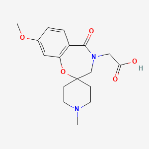 molecular formula C17H22N2O5 B7882254 2-(8-Methoxy-1'-methyl-5-oxo-3H-spiro[benzo[f][1,4]oxazepine-2,4'-piperidin]-4(5H)-yl)acetic acid 