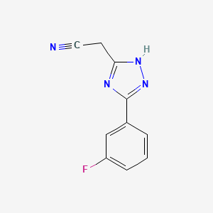 molecular formula C10H7FN4 B7882308 [5-(3-fluorophenyl)-1H-1,2,4-triazol-3-yl]acetonitrile 
