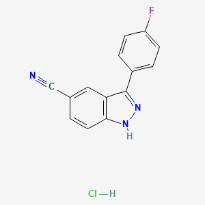 molecular formula C14H9ClFN3 B7882507 3-(4-fluorophenyl)-1H-indazole-5-carbonitrile hydrochloride 
