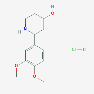 molecular formula C13H20ClNO3 B7882529 2-(3,4-Dimethoxyphenyl)piperidin-4-ol hydrochloride 
