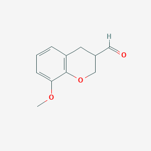 molecular formula C11H12O3 B7882596 8-Methoxychromane-3-carbaldehyde 