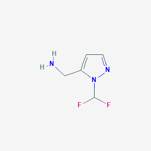 molecular formula C5H7F2N3 B7882674 1-[1-(difluoromethyl)-1H-pyrazol-5-yl]methanamine 