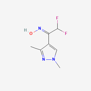 molecular formula C7H9F2N3O B7882709 (1E)-1-(1,3-dimethyl-1H-pyrazol-4-yl)-2,2-difluoroethanone oxime 