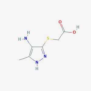 molecular formula C6H9N3O2S B7882711 [(4-Amino-3-methyl-1H-pyrazol-5-yl)thio]acetic acid 