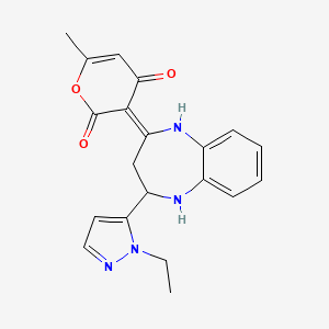 molecular formula C20H20N4O3 B7882821 (3E)-3-[2-(2-ethylpyrazol-3-yl)-1,2,3,5-tetrahydro-1,5-benzodiazepin-4-ylidene]-6-methylpyran-2,4-dione 