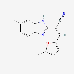 molecular formula C16H13N3O B7882878 (Z)-2-(6-methyl-1H-benzimidazol-2-yl)-3-(5-methylfuran-2-yl)prop-2-enenitrile 