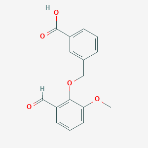 molecular formula C16H14O5 B7882892 3-[(2-Formyl-6-methoxyphenoxy)methyl]benzoic acid 