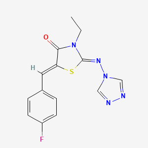 molecular formula C14H12FN5OS B7882987 3-ethyl-5-[(4-fluorophenyl)methylidene]-2-[(4H-1,2,4-triazol-4-yl)imino]-1,3-thiazolidin-4-one 