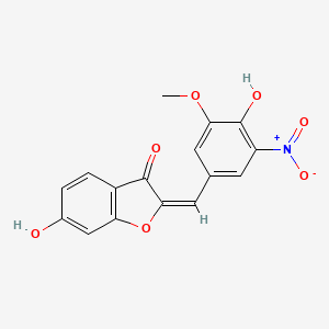 molecular formula C16H11NO7 B7883033 (2E)-6-hydroxy-2-[(4-hydroxy-3-methoxy-5-nitrophenyl)methylidene]-1-benzofuran-3-one 