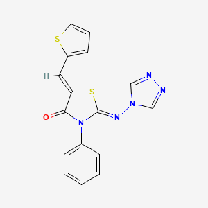 molecular formula C16H11N5OS2 B7883102 3-phenyl-5-[(thiophen-2-yl)methylidene]-2-[(4H-1,2,4-triazol-4-yl)imino]-1,3-thiazolidin-4-one 