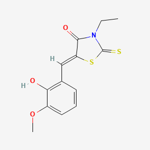 molecular formula C13H13NO3S2 B7883130 3-Ethyl-5-[(2-hydroxy-3-methoxyphenyl)methylidene]-2-sulfanylidene-1,3-thiazolidin-4-one 