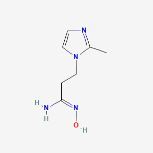 molecular formula C7H12N4O B7883280 N'-hydroxy-3-(2-methylimidazol-1-yl)propanimidamide 