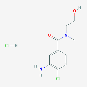 molecular formula C10H14Cl2N2O2 B7883310 3-amino-4-chloro-N-(2-hydroxyethyl)-N-methylbenzamide;hydrochloride 