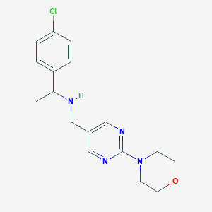 molecular formula C17H21ClN4O B7883337 5-Pyrimidinemethanamine, N-[1-(4-chlorophenyl)ethyl]-2-(4-morpholinyl)- 