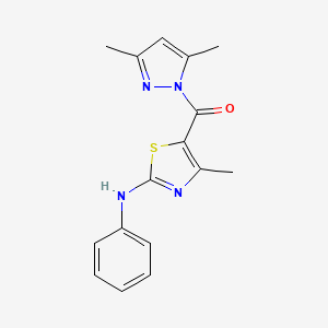 molecular formula C16H16N4OS B7883442 (3,5-dimethyl-1H-pyrazol-1-yl)[4-methyl-2-(phenylamino)-1,3-thiazol-5-yl]methanone 
