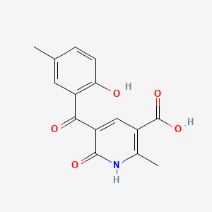 molecular formula C15H13NO5 B7883615 5-(2-Hydroxy-5-methylbenzoyl)-2-methyl-6-oxo-1,6-dihydro-3-pyridinecarboxylic acid 