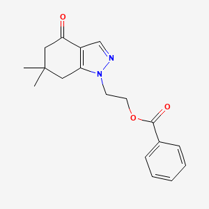 molecular formula C18H20N2O3 B7883722 2-(6,6-Dimethyl-4-oxo-5,7-dihydroindazol-1-yl)ethyl benzoate 