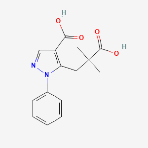 molecular formula C15H16N2O4 B7883790 5-(2-Carboxy-2-methylpropyl)-1-phenylpyrazole-4-carboxylic acid 