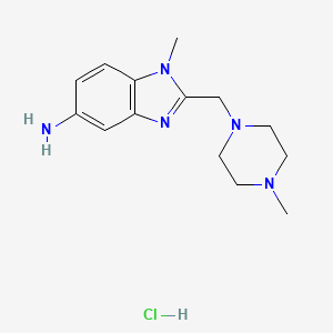 molecular formula C14H22ClN5 B7883866 1-methyl-2-((4-methylpiperazin-1-yl)methyl)-1H-benzo[d]imidazol-5-amine hydrochloride 
