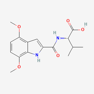 molecular formula C16H20N2O5 B7884036 (2S)-2-{[(4,7-dimethoxy-1H-indol-2-yl)carbonyl]amino}-3-methylbutanoic acid 