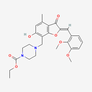 ethyl 4-[[(2Z)-2-[(2,3-dimethoxyphenyl)methylidene]-6-hydroxy-4-methyl-3-oxo-1-benzofuran-7-yl]methyl]piperazine-1-carboxylate