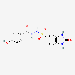 molecular formula C14H12N4O5S B7884093 4-hydroxy-N'-[(2-oxo-1,3-dihydrobenzimidazol-5-yl)sulfonyl]benzohydrazide 