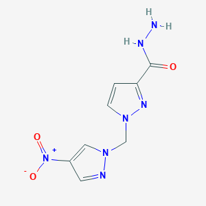molecular formula C8H9N7O3 B7884317 1-[(4-nitro-1H-pyrazol-1-yl)methyl]-1H-pyrazole-3-carbohydrazide CAS No. 1263213-94-0