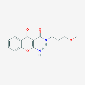 molecular formula C14H16N2O4 B7884396 2-amino-N-(3-methoxypropyl)-4-oxo-4H-chromene-3-carboxamide 