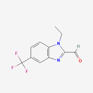 molecular formula C11H9F3N2O B7884423 1-Ethyl-5-(trifluoromethyl)-1H-benzo[d]imidazole-2-carbaldehyde 