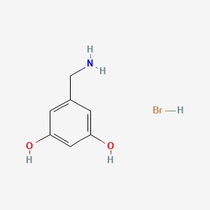 molecular formula C7H10BrNO2 B7884434 5-(Aminomethyl)benzene-1,3-diol hydrobromide 