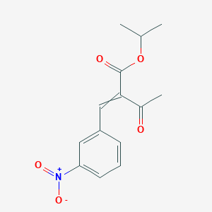 molecular formula C14H15NO5 B7884582 Butanoic acid, 2-[(3-nitrophenyl)methylene]-3-oxo-, 1-methylethyl ester 