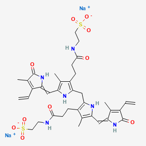 molecular formula C37H44N6Na2O10S2 B7884662 disodium;2-[3-[5-[(4-ethenyl-3-methyl-5-oxopyrrol-2-ylidene)methyl]-2-[[5-[(3-ethenyl-4-methyl-5-oxopyrrol-2-ylidene)methyl]-4-methyl-3-[3-oxo-3-(2-sulfonatoethylamino)propyl]-1H-pyrrol-2-yl]methyl]-4-methyl-1H-pyrrol-3-yl]propanoylamino]ethanesulfonate 