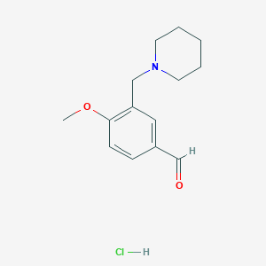molecular formula C14H20ClNO2 B7885120 4-Methoxy-3-(piperidin-1-ylmethyl)benzaldehyde hydrochloride 
