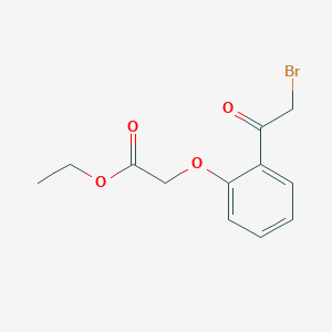 molecular formula C12H13BrO4 B7885370 Ethyl 2-[2-(2-bromoacetyl)phenoxy]acetate 