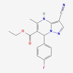 molecular formula C17H15FN4O2 B7885377 Ethyl 3-cyano-7-(4-fluorophenyl)-5-methyl-4,7-dihydropyrazolo[1,5-a]pyrimidine-6-carboxylate 