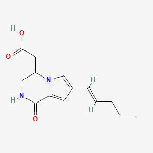 molecular formula C14H18N2O3 B7885500 {1-oxo-7-[(1E)-pent-1-enyl]-1,2,3,4-tetrahydropyrrolo[1,2-a]pyrazin-4-yl}acetic acid 