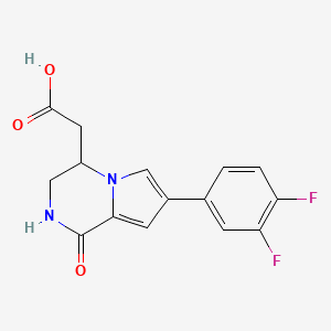 molecular formula C15H12F2N2O3 B7885508 7-(3,4-二氟苯基)-1-氧代-1,2,3,4-四氢吡咯并[1,2-a]吡嗪-4-基乙酸 