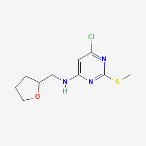 molecular formula C10H14ClN3OS B7885562 6-chloro-2-(methylthio)-N-(tetrahydrofuran-2-ylmethyl)pyrimidin-4-amine 