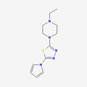 molecular formula C12H17N5S B7885570 1-ethyl-4-[5-(1H-pyrrol-1-yl)-1,3,4-thiadiazol-2-yl]piperazine 