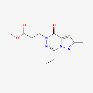 molecular formula C12H16N4O3 B7885581 methyl 3-(7-ethyl-2-methyl-4-oxopyrazolo[1,5-d][1,2,4]triazin-5(4H)-yl)propanoate 