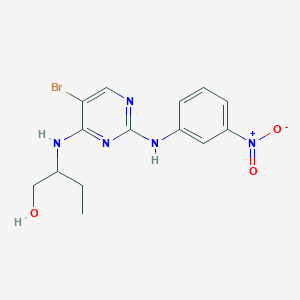 molecular formula C14H16BrN5O3 B7885592 2-({5-Bromo-2-[(3-nitrophenyl)amino]pyrimidin-4-yl}amino)butan-1-ol 