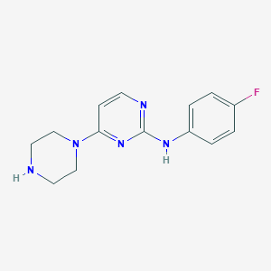 molecular formula C14H16FN5 B7885606 N-(4-fluorophenyl)-4-piperazin-1-ylpyrimidin-2-amine 