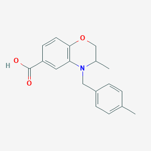 molecular formula C18H19NO3 B7885617 3-methyl-4-(4-methylbenzyl)-3,4-dihydro-2H-1,4-benzoxazine-6-carboxylic acid 
