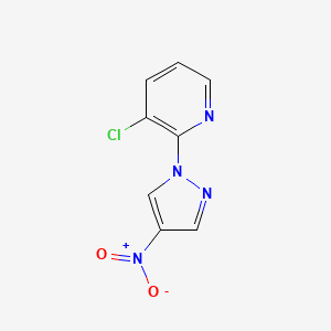molecular formula C8H5ClN4O2 B7885653 3-chloro-2-(4-nitro-1H-pyrazol-1-yl)pyridine 