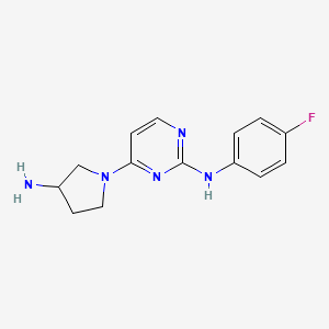 molecular formula C14H16FN5 B7885670 4-(3-氨基吡咯烷-1-基)-N-(4-氟苯基)嘧啶-2-胺 