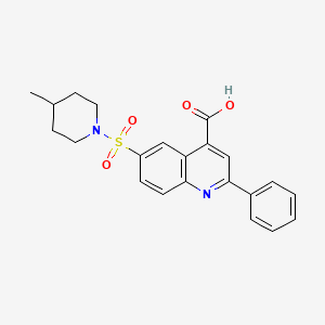molecular formula C22H22N2O4S B7885689 6-[(4-Methylpiperidin-1-yl)sulfonyl]-2-phenylquinoline-4-carboxylic acid 