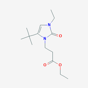 molecular formula C14H24N2O3 B7885714 ethyl 3-(5-tert-butyl-3-ethyl-2-oxo-2,3-dihydro-1H-imidazol-1-yl)propanoate 